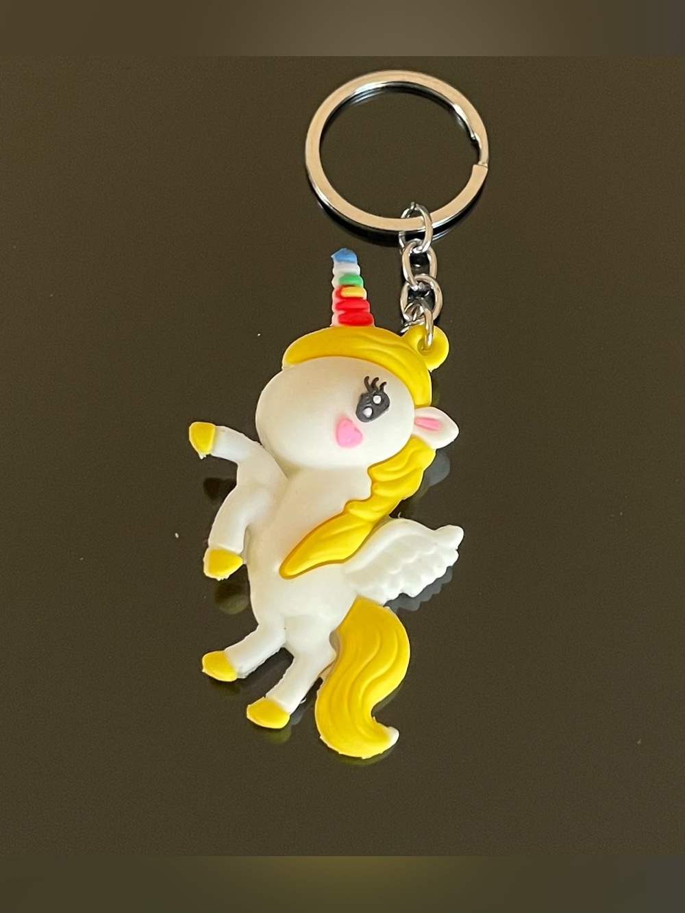 Yellow Unicorn Keychain ,Cute Rainbow Horn Accessory